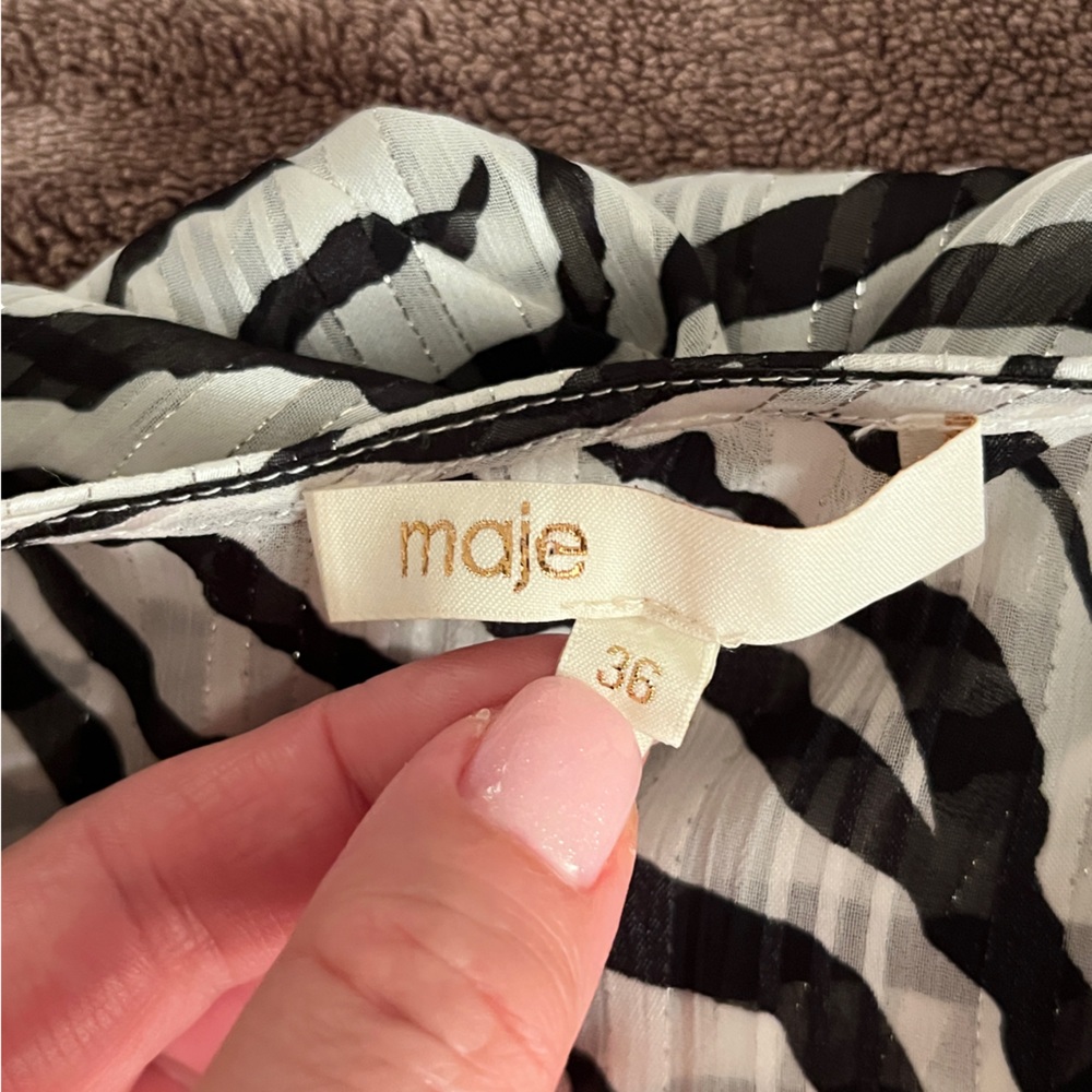 Maje Rachelle Shirred Zebra-Print Jacquard Maxi Dress Size 36 or S - Picture 8 of 16